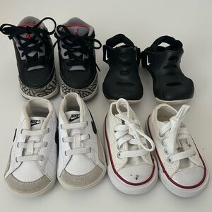 Lot of 4 Baby Shoes Nike and Convers Size 2, 3 & 4